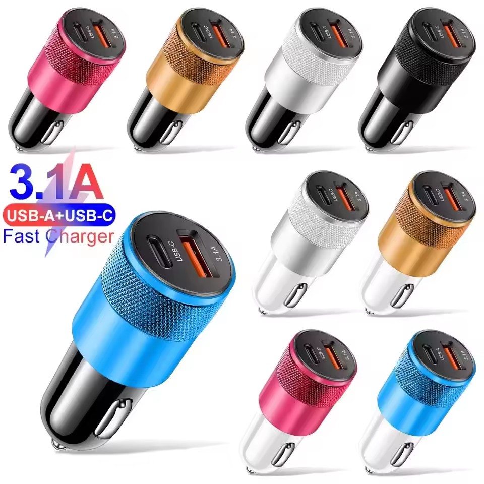 Type C Adapter - Cargador de coche USB 3.1A tipo