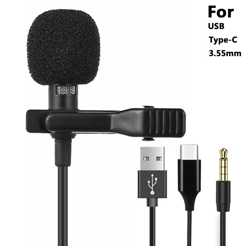Type C Adapter - Mini micrófono Lavalier portátil de 3,5mm